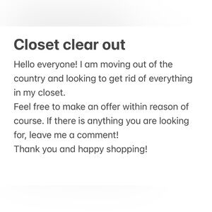 Closet Clear Out - Make an Offer